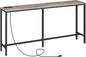 63" Console Table with Power Outlet, Narrow Sofa Industrial Entryway Behind Couch Table with USB Ports for Entryway, Hallway, Foyer, Living Room, Bedroom, Greige CTHG16E01Z1
