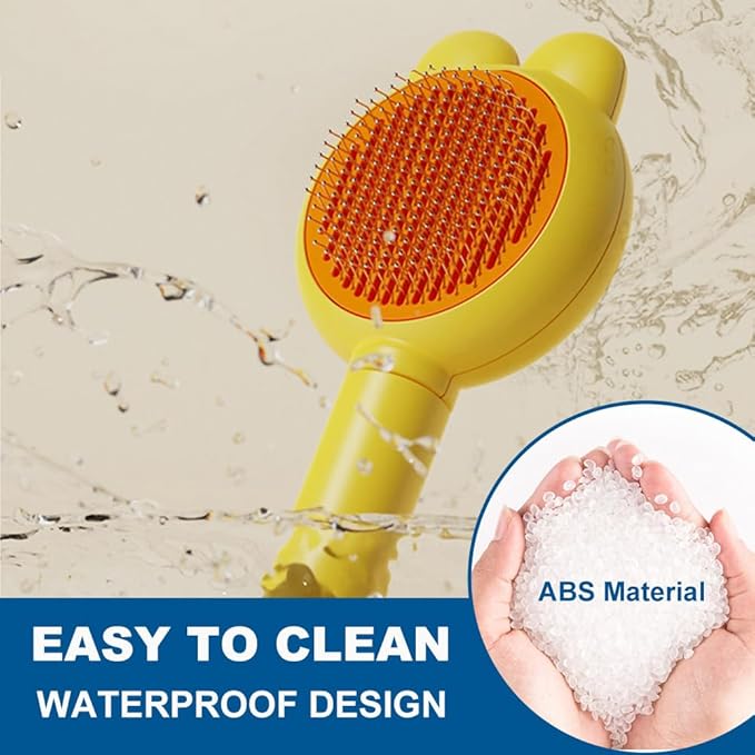 Cat Brush for Short or Long Haired Cats Dogs Rabbits, Cute Dog Brush with Release Button for Massage and Removes Loose Fur-Mewly Pet