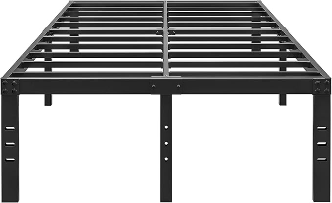 ALDRICH 18 Inch Metal Full Size Bed Frame - Black Basic Steel Slats Platform, Easy Assembly Heavy Duty Noise Free Bedframes, No Box Spring Needed