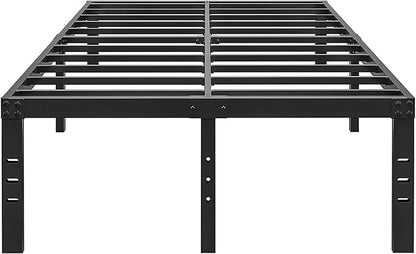 ALDRICH 18 Inch Metal Full Size Bed Frame - Black Basic Steel Slats Platform, Easy Assembly Heavy Duty Noise Free Bedframes, No Box Spring Needed