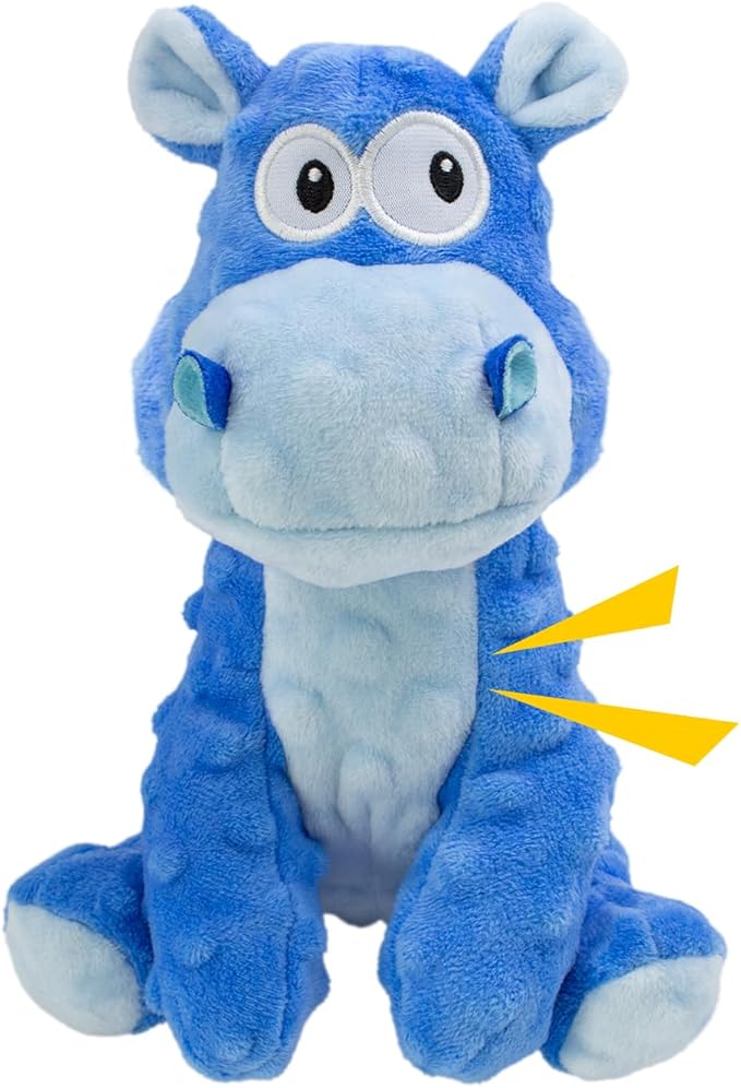 Squeaky Stuffed Dog Toys, Chew Toy for Large Medium Small Breeds, Plush Dog Toys to Keep Them Busy, Puppy Teething Dog Toy, Crinkle Dog Toy (Blue Hippo)-Mewly Pet