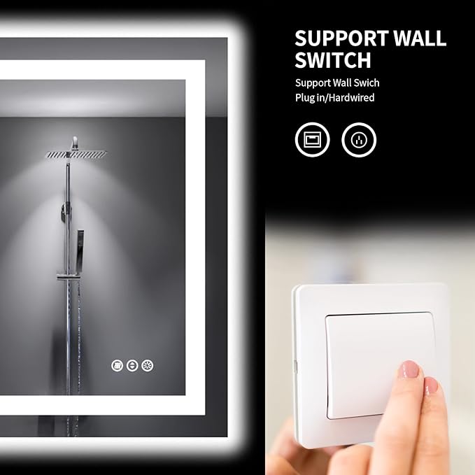 LOAAO 48"X30" LED Bathroom Mirror with Lights, Anti-Fog, Dimmable, Backlit + Front Lit, Lighted Bathroom Vanity Mirror for Wall, Memory Function, Tempered Glass, Shatter-Proof, ETL Listed