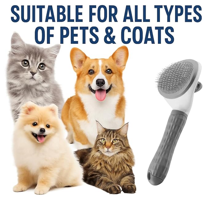 Namylya Cat Brush for Shedding & Grooming – Slicker Brush for Dogs and Cats with Long Hair – Removes Tangles, Mats & Loose Fur-Mewly Pet