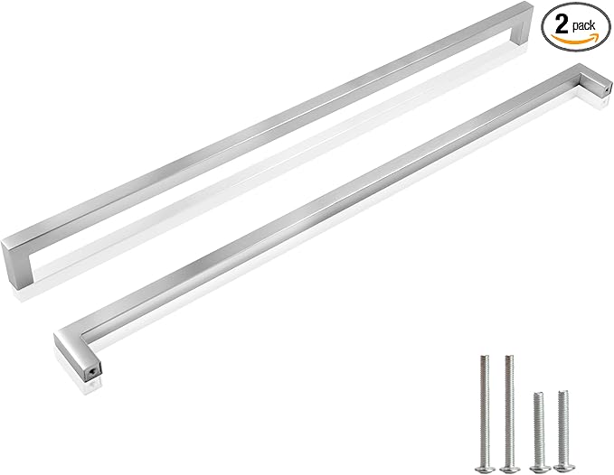 Cabinet Pulls Brushed Nickel Cabinet Handles Square Drawer Pulls, 2 Pack 18 Inch Stainless Steel Kitchen Door Cupboard Cabinet Handles, Cabinet Hardware Drawer Handles, 458mm Hole Centers