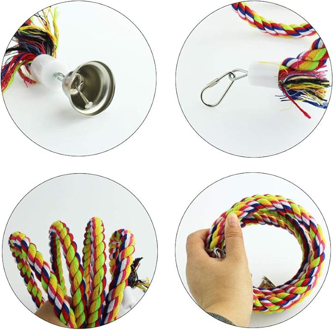 2pcs 63in Bird Perch Rope Bungee Parrot Toy - Pure Natural Cage Chewing Toy-Mewly Pet