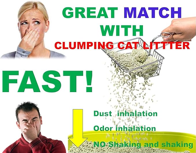 All Metal Litter Scoop, Solid Metal Sifter, Cat Litter Scoop Metal Jumbo, Cat Urine Scoop, Litter Scooper with Holder, Litter Scooper Holder, Jumbo Cat Litter Scoop Sifter Scooper Holder-Mewly Pet