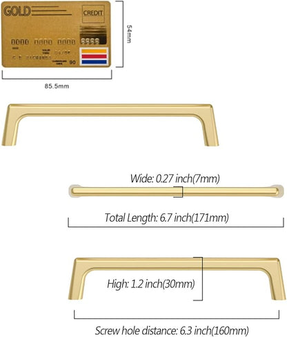 Amerdeco 10 Pack Brushed Gold Cabinet Pulls 6.3 Inch(160MM) Hole Centers Kitchen Cabinet Handles Hardware Kitchen Handles for Cabinets Cupboard Handles Drawer Pulls ZH0041