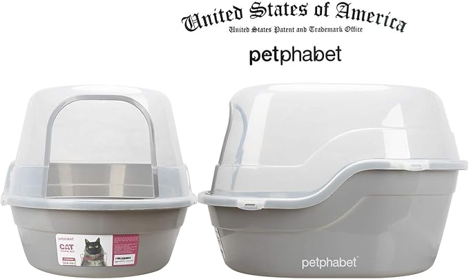 Petphabet Jumbo Hooded Cat Litter Box, Extra Large Gray-Mewly Pet