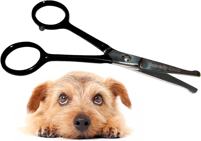 Tiny Trim 4.5" Ball-Tipped Scissor for Dog, Cat and all Pet Grooming - Ear, Nose, Face & Paw - Scaredy Cut's small Safety Scissor-Mewly Pet