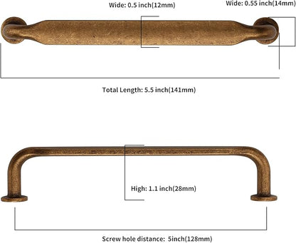 Asidrama 30 Pack 5 Inch(128mm) Antique Brass Kitchen Cabinet Handles, Cabinet Pulls Vintage Retro Kitchen Cabinet Hardware for Cupboard Drawer Pulls