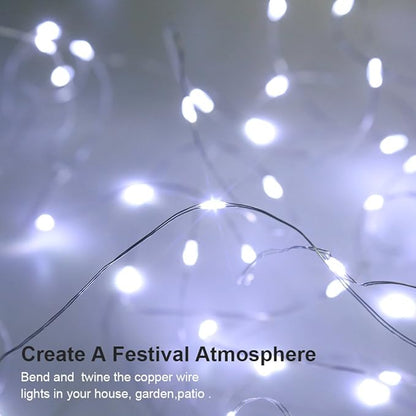 GDEALER 2 Pack Fairy Lights Christmas Decor 20 Ft 60 Led Battery Operated Christmas Lights with Remote Waterproof Twinkle Lights 8 Modes Fairy String Lights for Party Bedroom Wedding Decorations-White