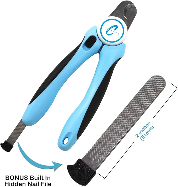 Pet Nail Clippers, Stainless Steel, Ergonomic Non Slip Design, Safe Home Pet Grooming for Cats and Dogs (Blue)-Mewly Pet