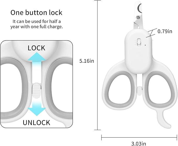 PAKEWAY Pet Nail Clipper with LED & -U-V Light, Cat Claw Trimmer with Ultra Bright LED Light for Nail Bloodline to Avoid Over Cutting, Sharp Angled Blade Grooming Tool for Dog Cat Rabbit Small Animals-Mewly Pet