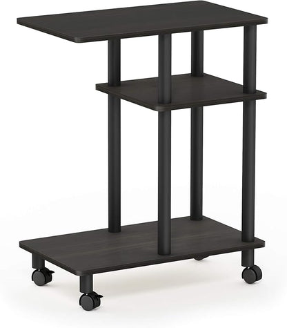 Furinno Turn-N-Tube C Shaped Side Table With Casters, Espresso/Black