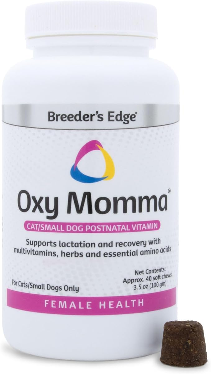 Breeder's Edge Oxy Momma- Nursing & Recovery Supplement- for Medium & Large Dogs- 40ct Soft Chews-Mewly Pet
