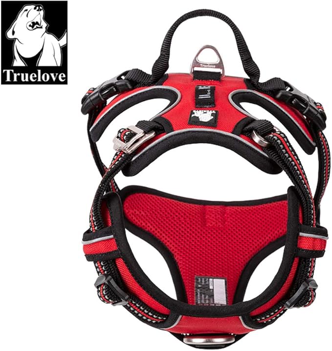 TRUE LOVE Dog Harness No Pull Nylon Reflective Pet Harness Adjustable Comfortable Control Step-in Brilliant Colors Truelove TLH56512 XS Red-Mewly Pet