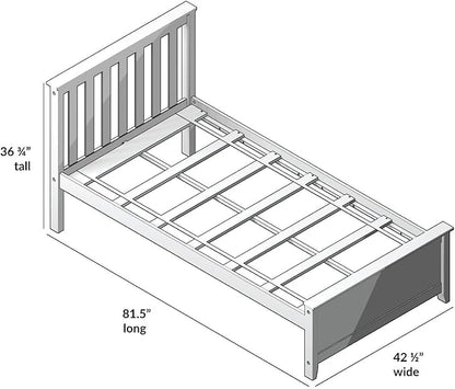 Plank+Beam Solid Wood Twin Bed Frame, Platform Bed with Headboard, White