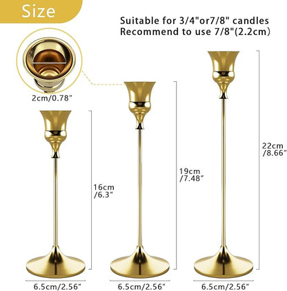 Candlestick Holders Gold, 12 Packs Taper Candle Holder for Candlesticks, Candle Sticks Holder Decor for Home Decor