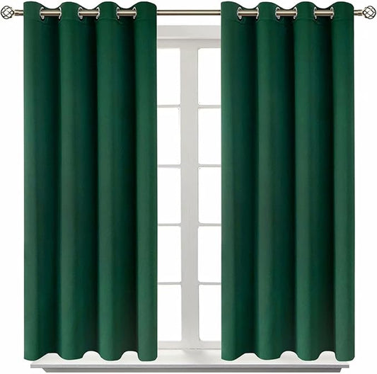 BGment Blackout Curtains - Grommet Thermal Insulated Room Darkening Bedroom and Living Room Curtain, Set of 2 Panels (52 x 45 Inch, Emerald)