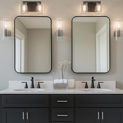 Antok Bathroom Mirror,30"x22" Wall Mirror, Decorative Mirrors Vanity Mirror Aluminum Alloy Frame Contemporary Hanging Mirror for Living Room Bathroom Entryway,Gold,Round Corner