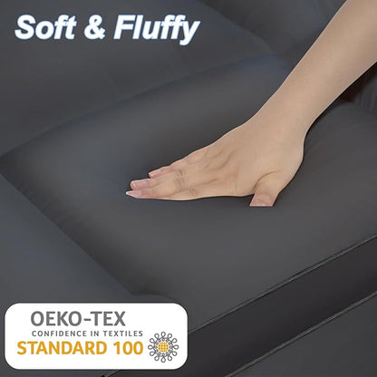 KAYFIA Full Mattress Topper, Extra Thick Mattress Pad Cover for Deep Sleep,3D+7D Snow Down Alternative Fill Overfilled Plush Pillow Top with 8-23 Inch Deep Pocket-Gray