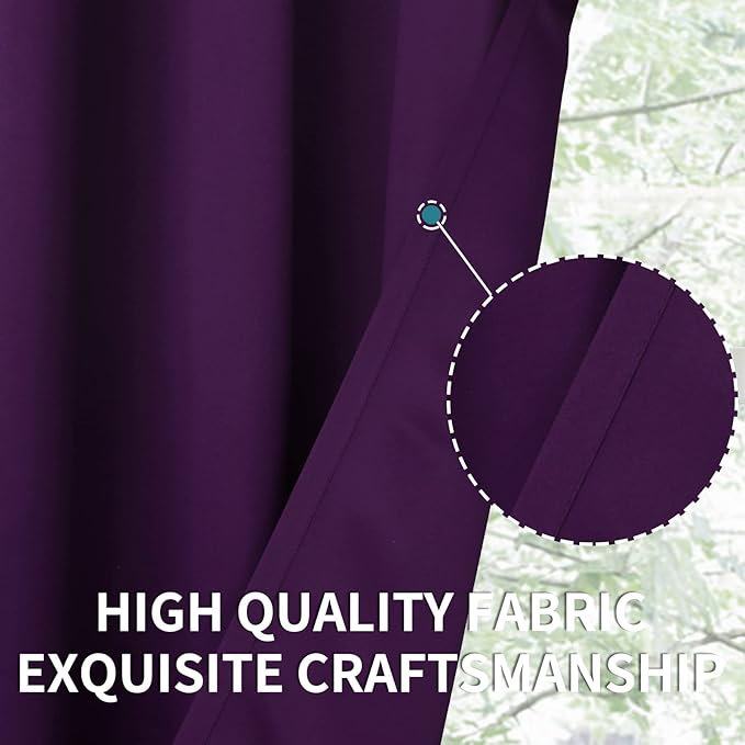 BGment Blackout Curtains - Grommet Thermal Insulated Room Darkening Bedroom and Living Room Curtain, Set of 2 Panels (52 x 63 Inch, Royal Purple)