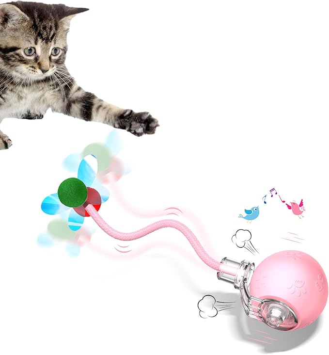 Interactive Cat Toys for Indoor Cats - Kitten Toy with Speedy Tail 2.0, Automatic Cat Toys for Bored Indoor Adult Cats, Motion-Activated, 2025 New Upgraded, USB Rechargeable (Pink)-Mewly Pet