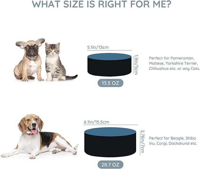 SPUNKYJUNKY Ceramic Dog and Cat Bowl Set with Wooden Stand, Modern Cute Weighted Food Water Set for Small Size Dogs (13.5OZ) & Medium Sized Dogs (28.7OZ) & Cats (1.7 Cups, 2 × Starry Blue)-Mewly Pet