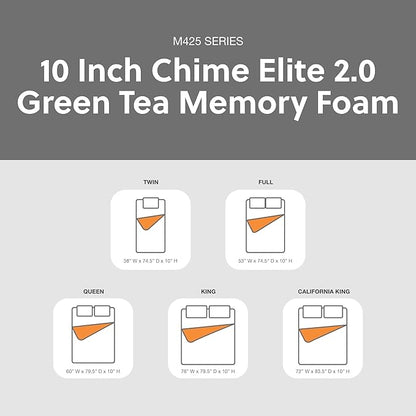 Signature Design by Ashley 10 Inch Chime Elite 2.0 Firm Green Tea Memory Foam Mattress for Cool Sleep and Pressure Relief, California King, Fiberglass Free, Mattress In A Box