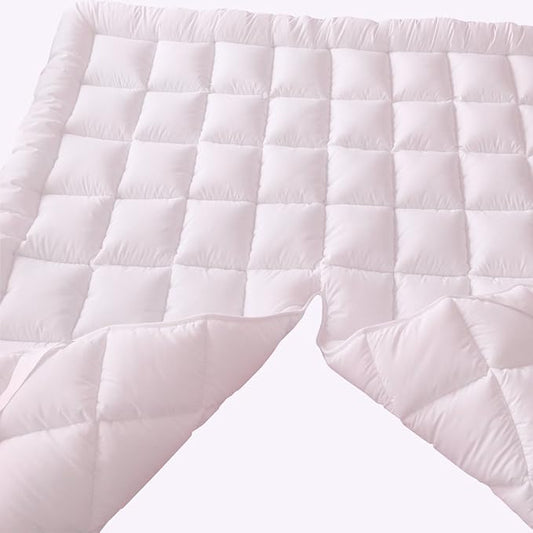 Royal Hotel Bedding Mattress Topper, Top-Split California King, 2 Inches Hypoallergenic Overfilled Down Alternative Anchor Bands Mattress Topper