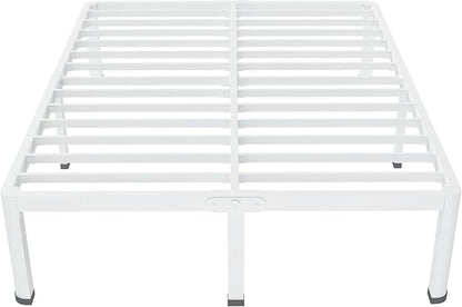 MAF 14 Inch Queen Metal Platform Bed Frame White with Round Corner Legs, 3000 LBS Heavy Duty Steel Slats Support, Noise Free, No Box Spring Needed, Easy Assembly