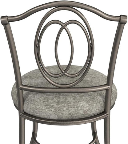 Hillsdale Emerson Metal Vanity Stool, Silver, 51053A