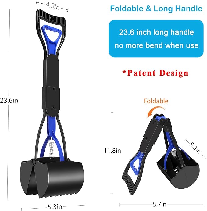 UPSKY Pooper Scooper for Large Small Dogs, Folding Dog Poop Scooper, Durable Spring and Premium Materials，Easy to Use for Grass, Dirt, Gravel Pick Up Shovel-Mewly Pet