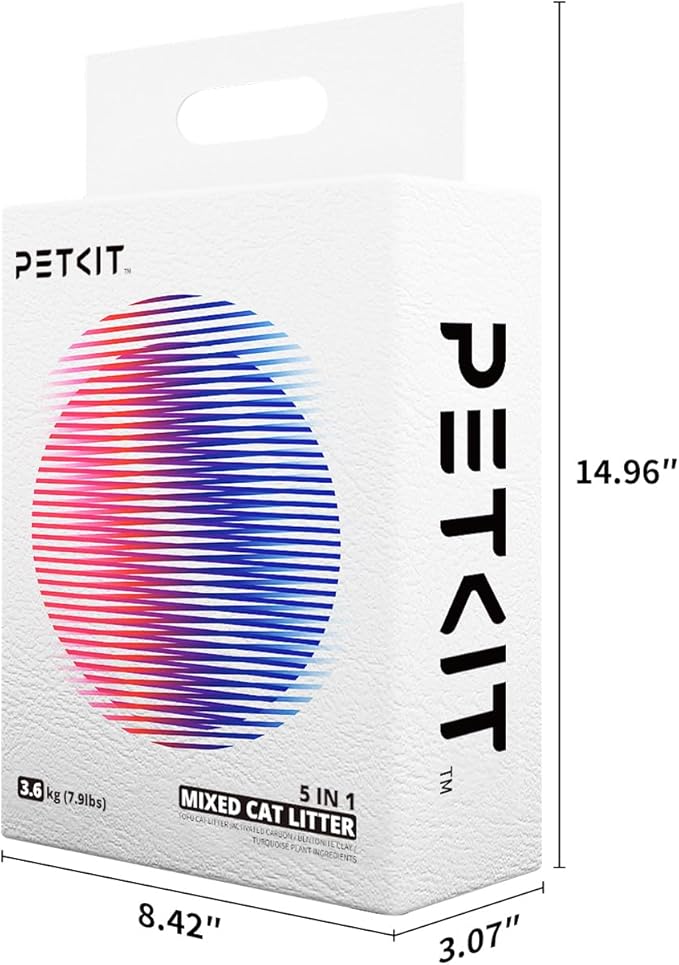 PETKIT Mixed Cat Litter Fast Clumping,Flushable,Ultra Absorbent, 100% Natural Ingredients Litter,Water Dissolvable,Really Dust-Free,Low Tracking Bentonite Tofu Litter ( 7.9 lb×4 Bags)-Mewly Pet