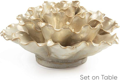CHIVE ‘Coral’ Decorative Ceramic Flower — Beautiful & Unique Tablescape Piece — Large Opalescent Pearl White Flower