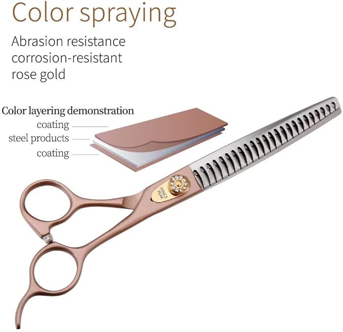 Fenice Peak Thinning Shears for Dogs and Cats Pet Grooming Scissors Chunkers Shears 440C Stainless Steel Professional Dog Trimming Scissors 7''-Mewly Pet