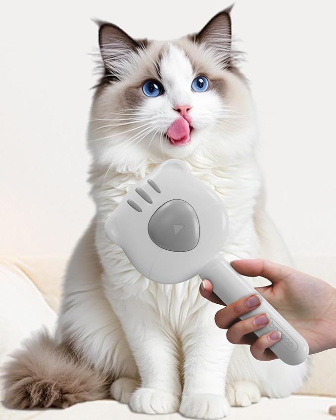 Cat Brush for Short or Long Haired Cats Dogs Rabbits, Cute Tiger Shape Dog Brushes with Release Button for Massage and Removes Loose Fur, Dog Hair Brush Pet Grooming Deshedding Comb-Mewly Pet