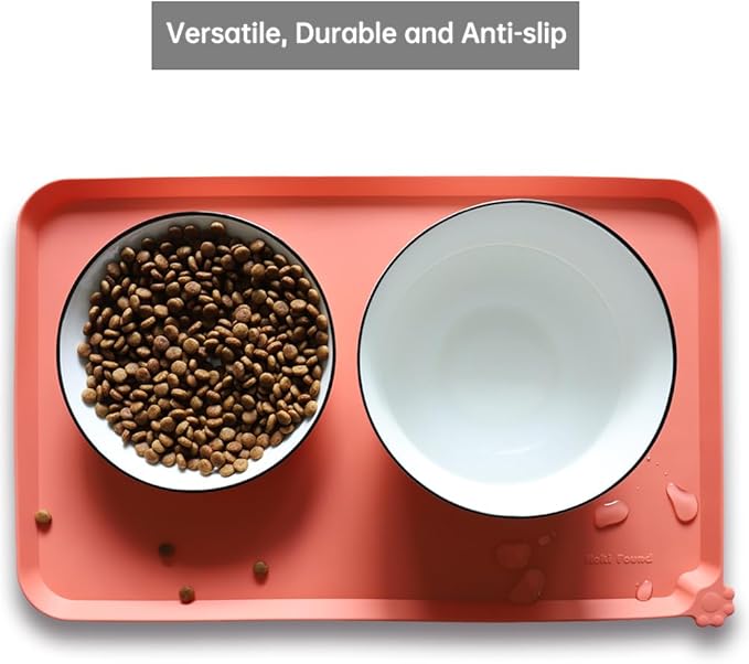 Hoki Found -Waterproof Pet Feeding Mats with High Lips - Multiple Size and Colors for Dogs, Cats & Others-BC-Mewly Pet