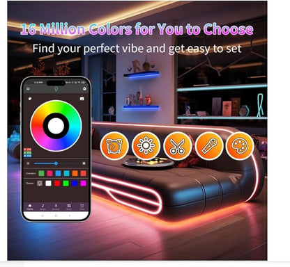 Led Lights for Bedroom 200FT (2 Rolls of 100ft), Color Changing RGB Led Strip Lights with 60 Keys Remote and App Control, Music Sync Led Lights for Room Kitchen Party Home Decor