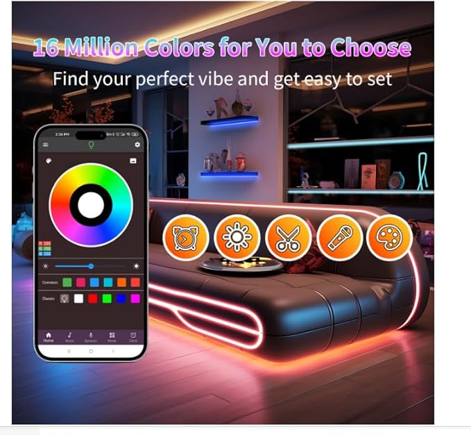 Led Lights for Bedroom 300FT (2 Rolls of 150FT), RGB Led Strip Lights with Music Sync Color Changing, Remote & App Controll Led Lights for Room and Party, Super Long LEDs for Bedroom Ambiant