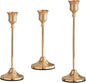 French Gold Candlestick Holders Set of 3, Metal Taper Candle Holders, Classic Decorative Candle Stick for Christmas, Wedding, Party, Dinner Tables,Home Décor