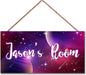 Personalized Outer Space Sign Universe Planet Theme Door Décor For Kids Room Custom Name Little Man Cave Wall Art Decor, Stars Floral Nursery Art Plate For Girls Room Boys Bedroom