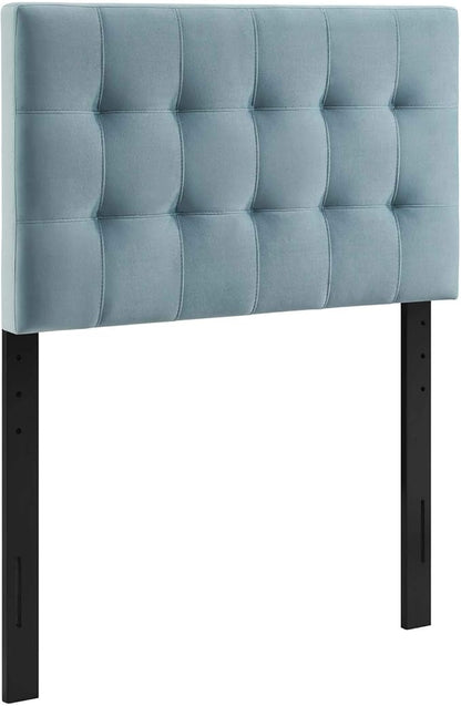 Modway Lily Biscuit Tufted Twin Performance Velvet Headboard, Light Blue
