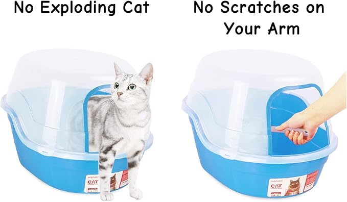 Petphabet Jumbo Hooded Cat Litter Box, Extra Large, Light Blue-Mewly Pet