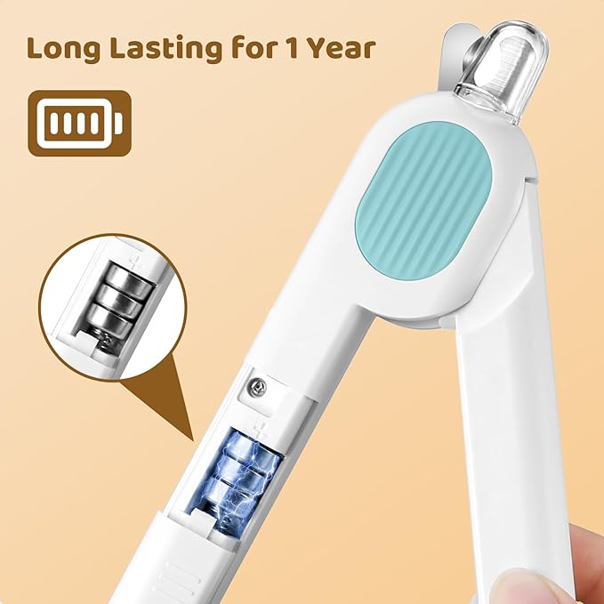 Odoland Cat Nail Clipper with LED Light and Nail File, Dog Claw Trimmer with Bright Light to Avoid Excessive Cutting - Pet Grooming Tool for Tiny Dog Cat Kitten Bunny Rabbit Blue-Mewly Pet