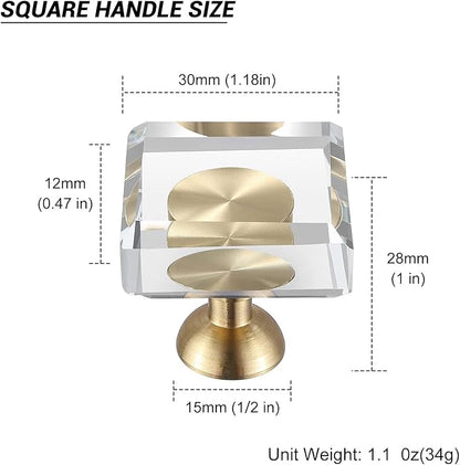 24-Pack 1-1/4-Inch White Cabinet Glass Crystal knobs Brass Drawer Round Knobs Dresser Pulls, Gold Hardware Kitchen Closet knobs for Bifold Doors