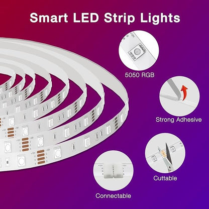 DAYBETTER Smart WiFi Led Lights 200 ft, Led Strip Lights Work with Alexa and Google Assistant, App Voice Remote Control Music Sync Color Changing RGB Strip Lighting for Bedroom Room Decor, 100 ft *2