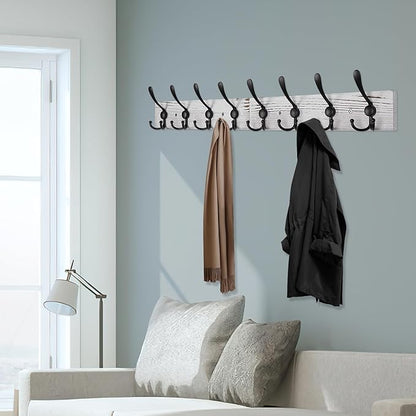 Coat Rack Wall Mount 31.5'' Coat Hanger Wall Mount Old White Coat Hooks for Wall Rustic Towel Racks for Bathroom Living Room Coat Hats Clothes