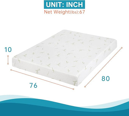 BestMassage | 10 Inch King Mattress | Gel Memory Foam | Medium Firm Feel | White | Bed in a Box, CertiPUR-US Certified | Pressure Relief, Cooling Ventilated Foam | Breathable Knit Cover