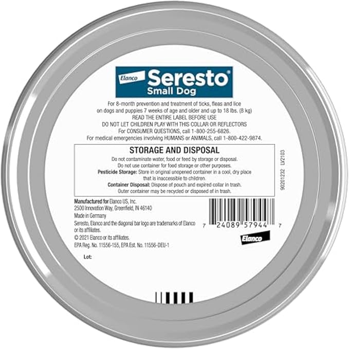 Seresto Small Dog Vet-Recommended Flea & Tick Treatment & Prevention Collar for Dogs Under 18 lbs. | 8 Months Protection-Mewly Pet